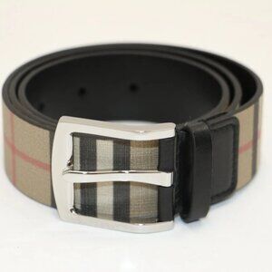 Burberry Vintage Check And Leather Belt Archive Size 34/85 - Beige/Black